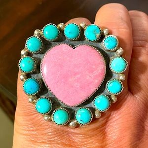 M&S Rhodonite & Turquoise Heart Ring 💍